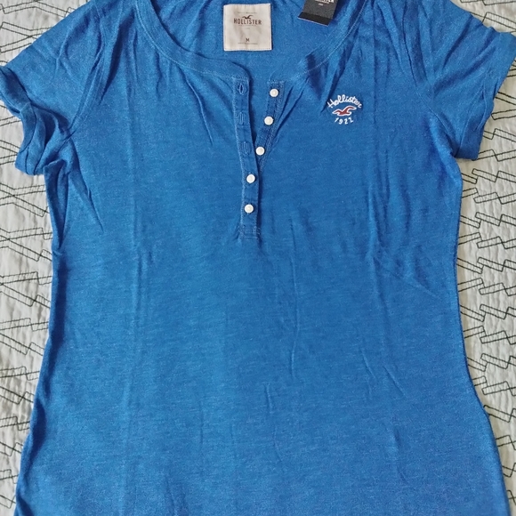 Hollister Y2K Blue Women's Henley Top | Medium - Picture 6 of 9